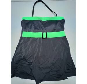 I.F. It Figures Slender Thighs Swim Dress Black & Lime Women Plus 20W